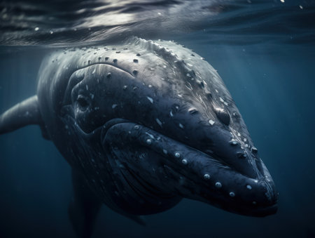 Whale close up portrait created with Generative AI technologyの素材