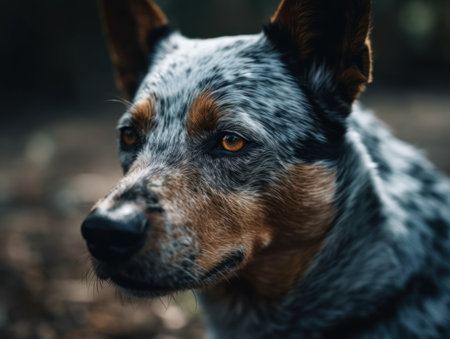Australian Cattle dog close up created with Generative AI technologyの素材