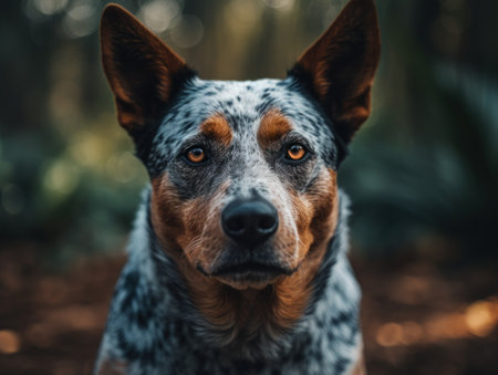 Australian Cattle dog close up created with Generative AI technologyの素材