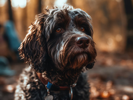 Barbet dog close up created with Generative AI technologyの素材