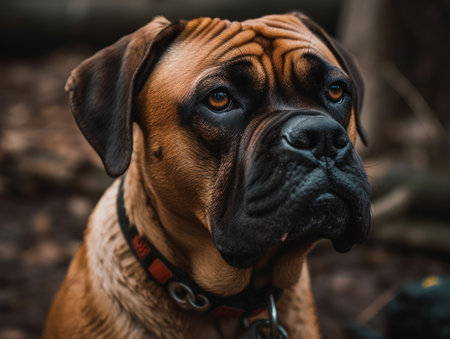 Bullmastiff dog close up created with Generative AI technologyの素材