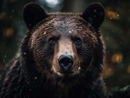 Bear close up portrait created with Generative AI technologyの素材