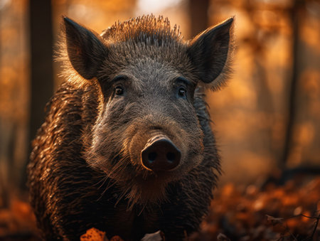 Boar close up portrait created with Generative AI technologyの素材