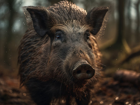 Boar close up portrait created with Generative AI technologyの素材