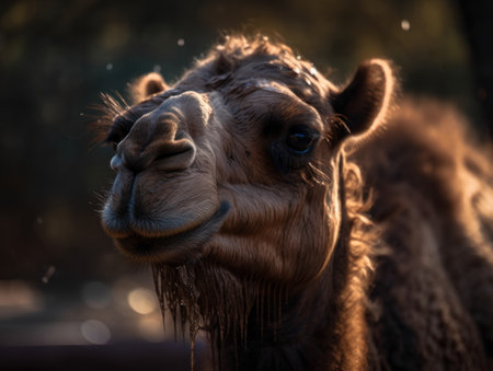 Camel close up portrait created with Generative AI technologyの素材