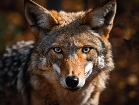 Coyote close up portrait created with Generative AI technologyの素材