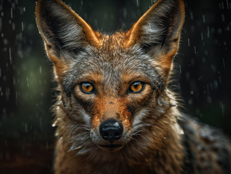 Jackal close up portrait created with Generative AI technologyの素材