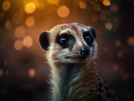 Meerkat close up portrait created with Generative AI technologyの素材