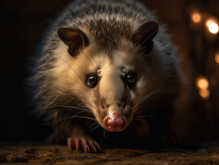 Opossum close up portrait created with Generative AI technologyの素材