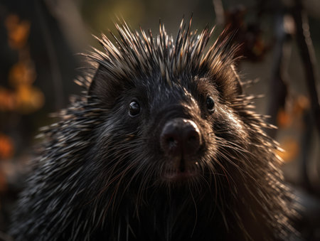Porcupine close up portrait created with Generative AI technologyの素材