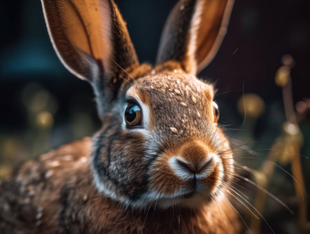 Rabbit close up portrait created with Generative AI technologyの素材