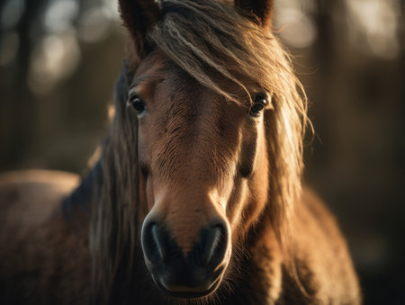 Pony close up portrait created with Generative AI technologyの素材