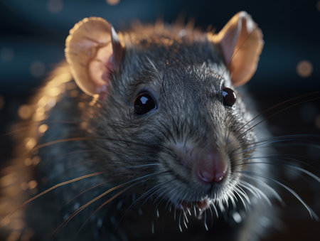 Rat close up portrait created with Generative AI technologyの素材
