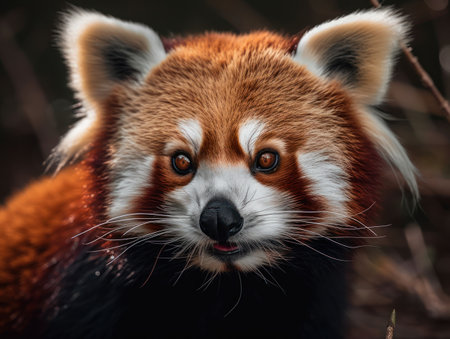 Red panda close up portrait created with Generative AI technologyの素材
