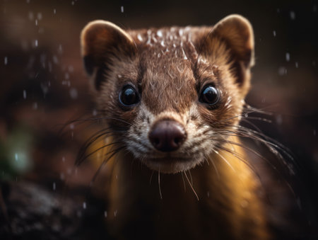 Weasel close up portrait created with Generative AI technologyの素材