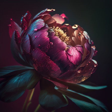 Fantasy plants and glowing flowers background close upの素材
