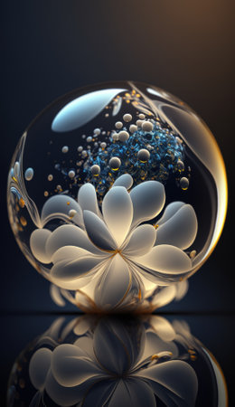 Fantasy plants and glowing flowers background close upの素材