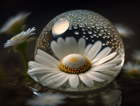 Fantasy plants and glowing flowers background close upの素材