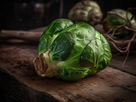 Brussels sprout in a rustic kitchen Food photographyの素材