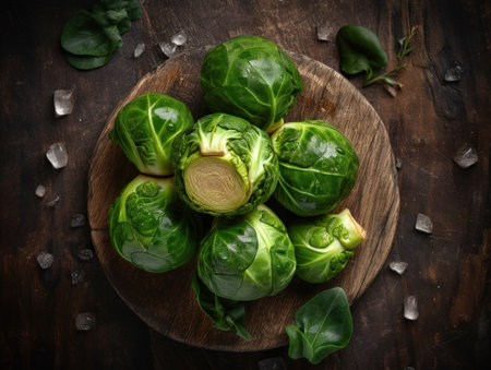Brussels sprout in a rustic kitchen Food photographyの素材