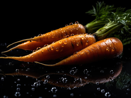 Fresh carrots with water drops Close upの素材
