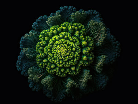 Fresh romanescu with water drops Close upの素材