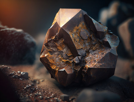 Meteorite background stone created with Generative AI technologyの素材