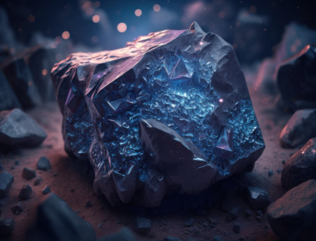 Meteorite background stone created with Generative AI technologyの素材