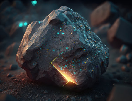 Meteorite background stone created with Generative AI technologyの素材