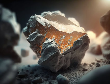 Meteorite background stone created with Generative AI technologyの素材