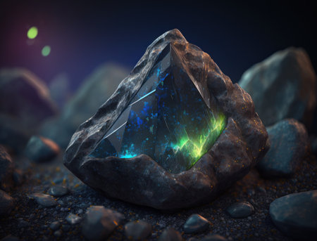 Meteorite background stone created with Generative AI technologyの素材