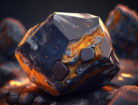 Meteorite background stone created with Generative AI technologyの素材