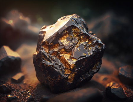 Meteorite background stone created with Generative AI technologyの素材