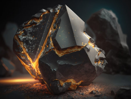Meteorite background stone created with Generative AI technologyの素材