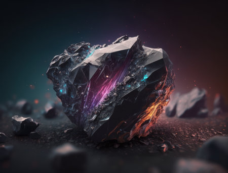 Meteorite background stone created with Generative AI technologyの素材