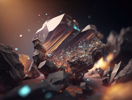 Meteorite background stone created with Generative AI technologyの素材