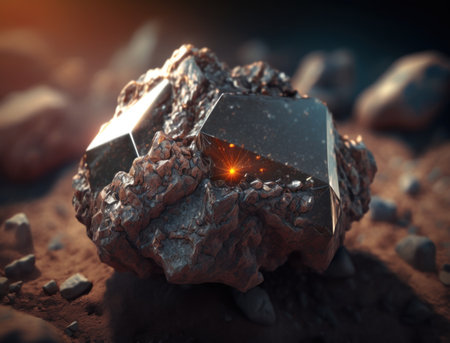 Meteorite background stone created with Generative AI technologyの素材