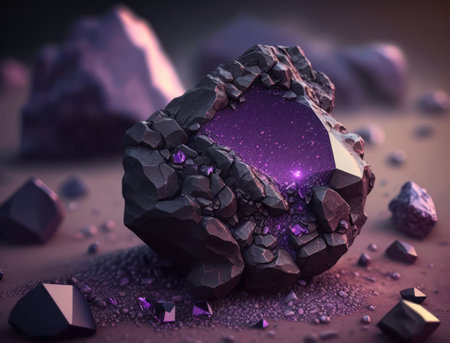 Meteorite background stone created with Generative AI technologyの素材