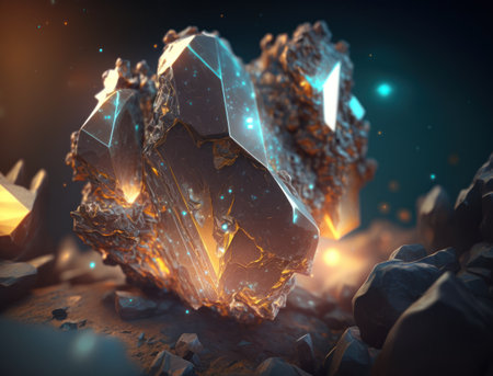 Meteorite background stone created with Generative AI technologyの素材