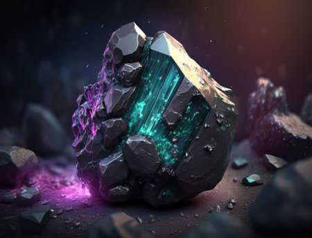 Meteorite background stone created with Generative AI technologyの素材