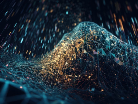 Abstract futuristic dotted lines Big data and Global Communication technology visuliastion Cyberspace sci fi backgroundの素材