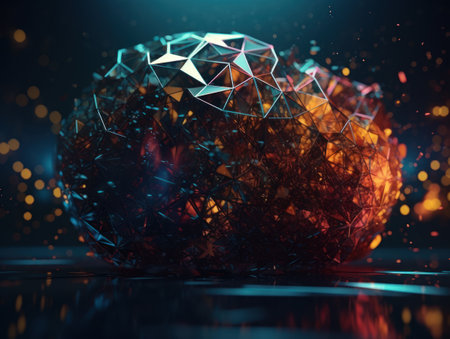 Abstract futuristic dotted lines Big data and Global Communication technology visuliastion Cyberspace sci fi backgroundの素材
