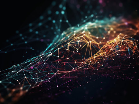 Abstract futuristic dotted lines Big data and Global Communication technology visuliastion Cyberspace sci fi backgroundの素材