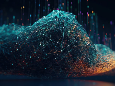 Abstract futuristic dotted lines Big data and Global Communication technology visuliastion Cyberspace sci fi backgroundの素材