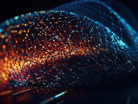 Abstract futuristic dotted lines Big data and Global Communication technology visuliastion Cyberspace sci fi backgroundの素材