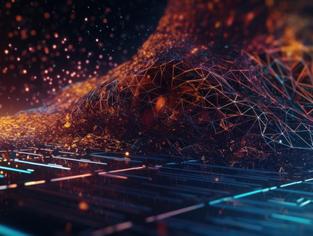 Abstract futuristic dotted lines Big data and Global Communication technology visuliastion Cyberspace sci fi backgroundの素材