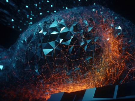 Abstract futuristic dotted lines Big data and Global Communication technology visuliastion Cyberspace sci fi backgroundの素材