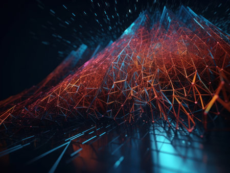 Abstract futuristic dotted lines Big data and Global Communication technology visuliastion Cyberspace sci fi backgroundの素材