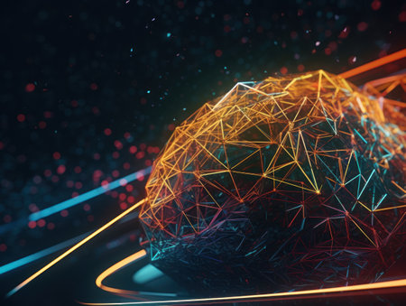 Abstract futuristic dotted lines Big data and Global Communication technology visuliastion Cyberspace sci fi backgroundの素材