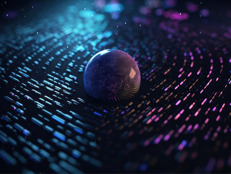 Abstract futuristic dotted lines Big data and Global Communication technology visuliastion Cyberspace sci fi backgroundの素材